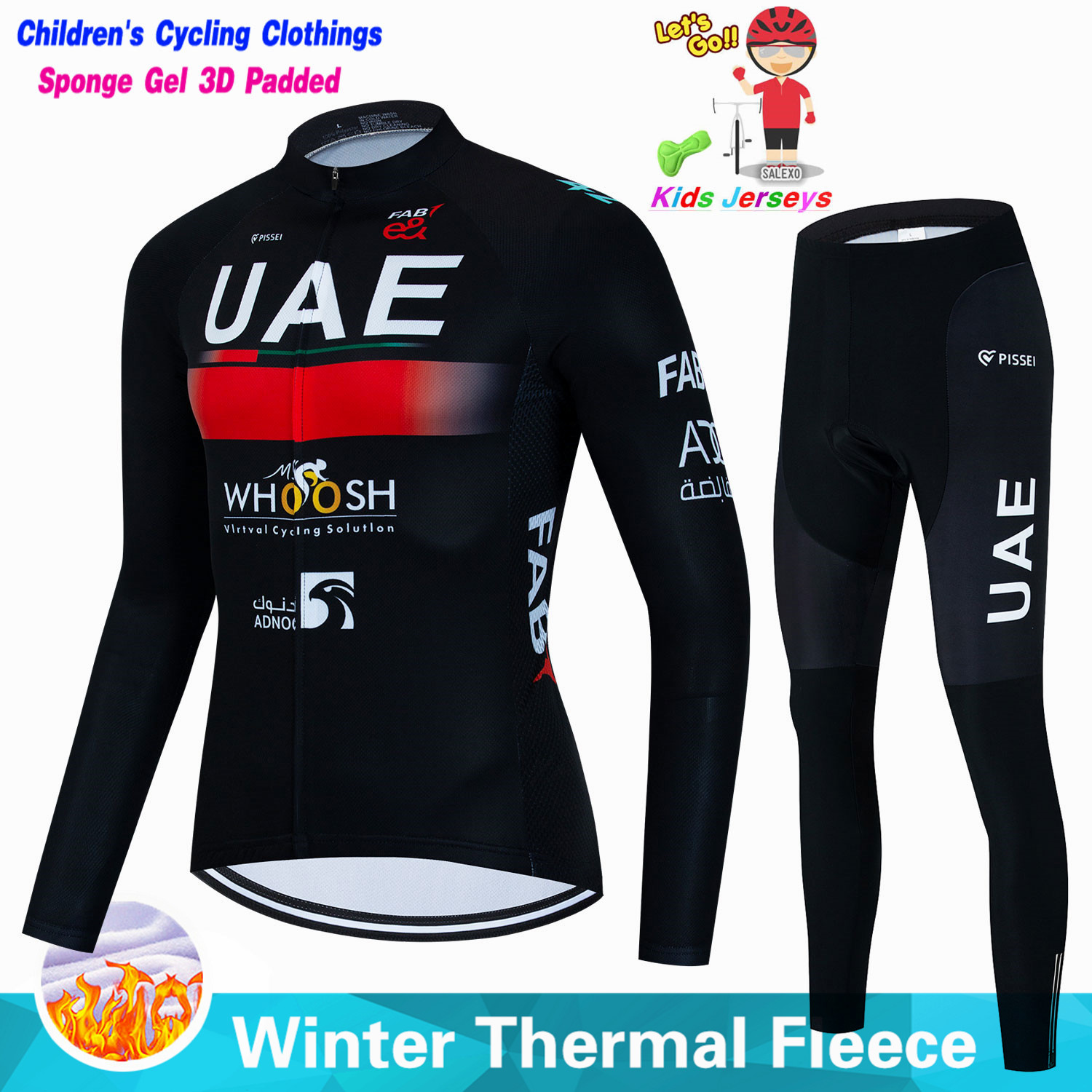 Cycling Gear Jersey - Uae Kinder Winter Fleece Radfahren Jersey