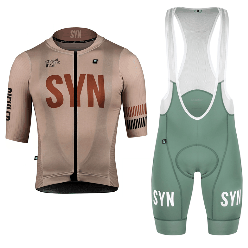 Cycling Bib Shorts - Syn braune Fahrrad bekleidung Herren Kurzarm-Rad